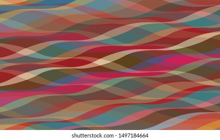 Undulating, intertwined wavy pattern with multitude of colors, filling all spaces