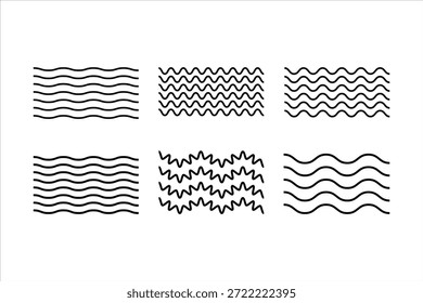  undulating wavy lines set.minimalist wave borders for decoration, wind or water symbols. linear elements isolated for design use design, , isolated, illustration, vector, background, icon, black