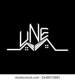 UNE Real State logo design, UNE logotipo simples e moderno. UNE design de alfabeto luxuoso  