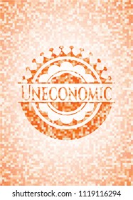 Uneconomic abstract orange mosaic emblem with background