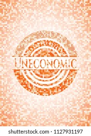 Uneconomic abstract orange mosaic emblem with background