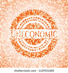 Uneconomic abstract orange mosaic emblem with background