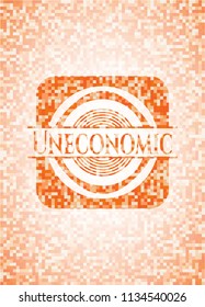 Uneconomic abstract orange mosaic emblem with background