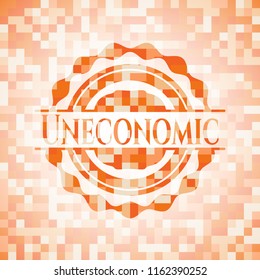 Uneconomic abstract orange mosaic emblem with background