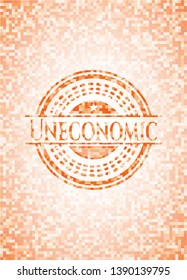 Uneconomic abstract orange mosaic emblem with background