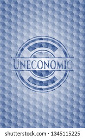 Uneconomic blue emblem with geometric pattern.