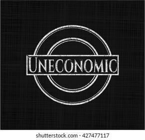 Uneconomic chalkboard emblem written on a blackboard