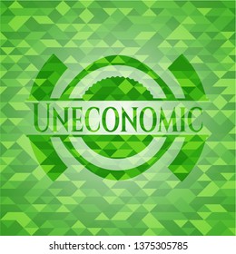 Uneconomic green emblem with mosaic background