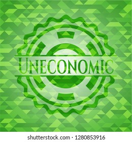 Uneconomic green emblem with mosaic ecological style background