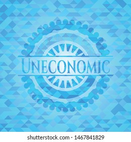 Uneconomic realistic sky blue emblem. Mosaic background