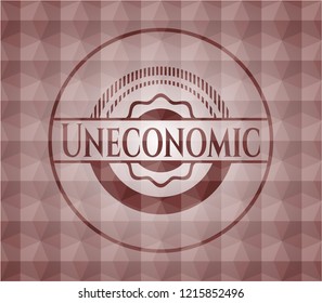 Uneconomic red polygonal badge. Seamless.