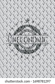 Uneconomic silver shiny emblem. Scales pattern. Vector Illustration. Detailed.