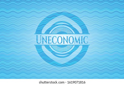 Uneconomic water wave representation style badge. Vector Illustration. Detailed.