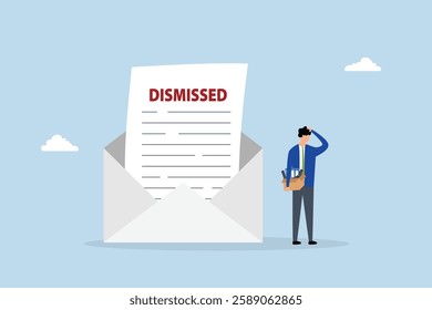 Unemployed businessman walk away from dismissed email with his stuff.