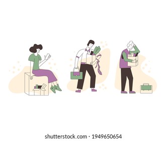 Unemployed Characters Set Dismissed Sad Persons Stock Vector (Royalty ...