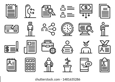 Unemployed icons set. Outline set of unemployed vector icons for web design isolated on white background