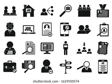 Unemployed icons set. Simple set of unemployed vector icons for web design on white background