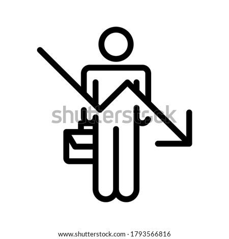 Unemployed with low graph icon. Line vector. Isolate on white background.