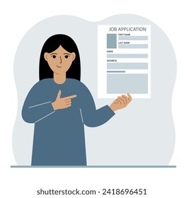 The unemployed man is holding a resume. Candidate with resume. The woman is looking for a job. Paper sheet with avatar and skills. Labor market, unemployment problem.