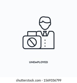 Unemployed outline icon. Simple linear element illustration. Isolated line Unemployed icon on white background. Thin stroke sign can be used for web, mobile and UI.