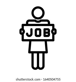 Unemployed woman icon. Simple design. Line vector. Isolate on white background.