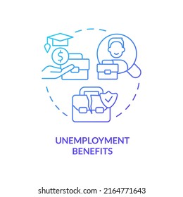 Unemployment Benefits Blue Gradient Concept Icon. Insurance And Payment. Government Benefit Abstract Idea Thin Line Illustration. Isolated Outline Drawing. Myriad Pro-Bold Font Used