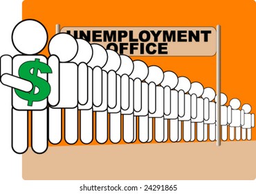 Unemployment Compensation Line Vector Illustration