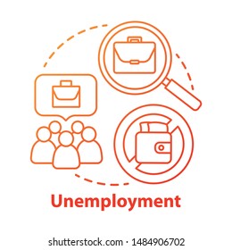 Unemployment concept icon. Poverty idea thin line illustration. Joblessness. Jobless and unemployed people. Economy social problem. Workers rights. Vector isolated outline drawing