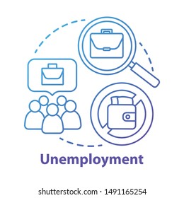 Unemployment concept icon. Poverty idea thin line illustration. Joblessness. Jobless and unemployed people. Economy social problem. Workers rights. Vector isolated outline drawing