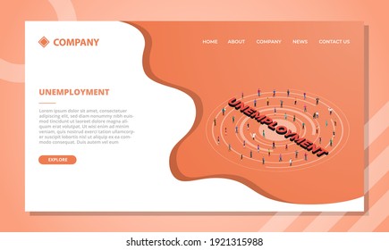 unemployment concept for website template or landing homepage design with isometric style