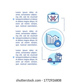 Unemployment consequences concept icon with text. Job crisis negative effect on economics PPT page vector template. Brochure, magazine, booklet design element with linear illustrations