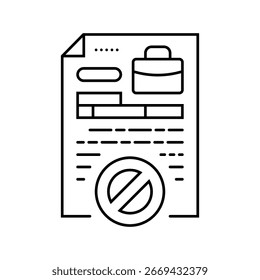 unemployment document line icon vector. unemployment document sign. isolated contour symbol black illustration