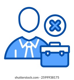 Unemployment Icon in Blue Color Style. Simple Flat Icon Vector. Simple Vector Design