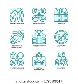 Unemployment icons set gradient style