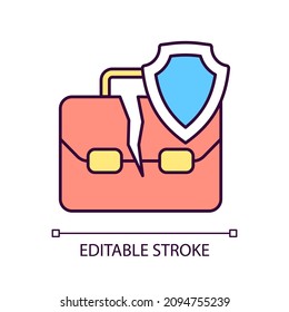 Unemployment Insurance RGB Color Icon. Financial Compensation. Supporting Program Insurance Policy. Isolated Vector Illustration. Simple Filled Line Drawing. Editable Stroke. Arial Font Used