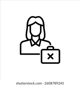 unemployment outline icon. jobless woman avatar black line illustration.
