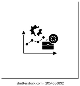 Unemployment rate glyph icon.Total labor force. Expanding jobs. Economy recovery concept. Filled flat sign. Isolated silhouette vector illustration