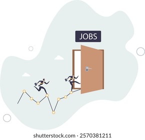 Unemployment rate or hiring position statistics or forecast, economy growth or recession, new worker or corporate job concept.flat characters.