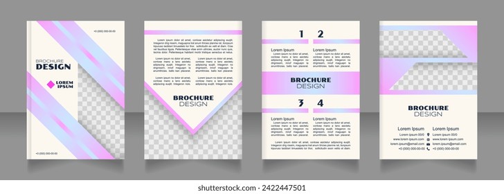 Unemployment rate pink blank brochure design. Template set with copy space for text. Premade corporate reports collection. Editable 4 paper pages. Syncopate, Poller One, Arial Regular fonts used
