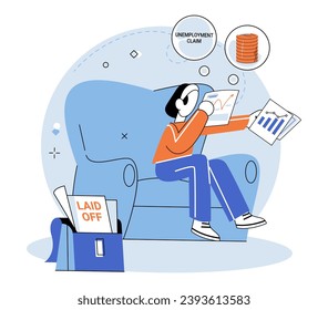 Unemployment. Vector illustration. The unemployment concept encompasses multifaceted challenges faced by jobless Frustration and despair are common emotions experienced by those searching for work