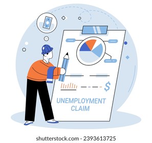 Unemployment. Vector illustration. The unemployment concept encompasses challenges faced by those out work Frustration and despair often accompany difficulties unemployment Addressing unemployment