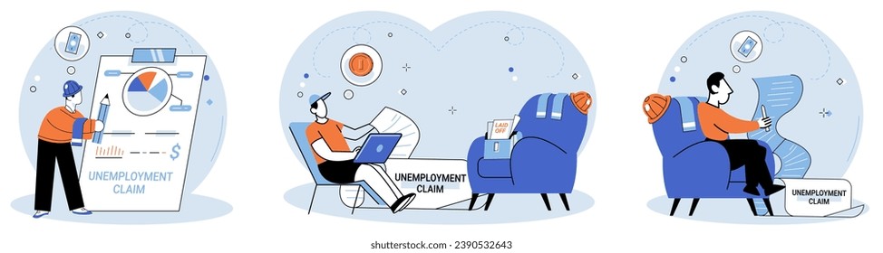Unemployment. Vector illustration. The depressed state economy has led to surge in unemployment rates Career failure can lead to sense hopelessness and despair The unemployment concept encompasses