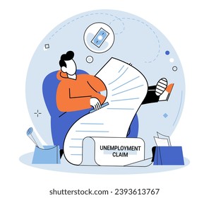 Unemployment. Vector illustration. Financial difficulties often arise when individuals are jobless and struggling to make ends meet Dismissal from job can trigger feelings sadness and despair