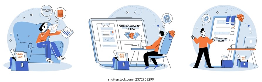 Unemployment. Vector illustration. Unemployment presents significant problem affects individuals and society as whole Difficulty finding employment can lead to worry and anxiety about future