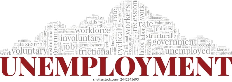 Unemployment word cloud conceptual design isolated on white background.