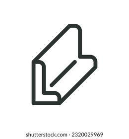 Icono aislado de barra angular desigual, icono vectorial de barra de ángulo de acero con trazo editable