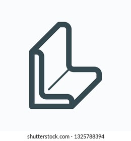 Unequal angle bar linear icon, rolled steel unequal angle bar vector icon