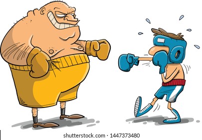 Unequal boxing match between diffrent size opponents