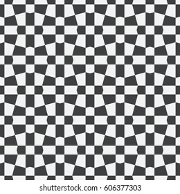 Unequal checks, abstract checkered background. Vector illustration. Background with black and white seamless checkered pattern. Seamless vector pattern. Opt Art.