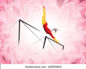 Uneven Bars girl red stylized